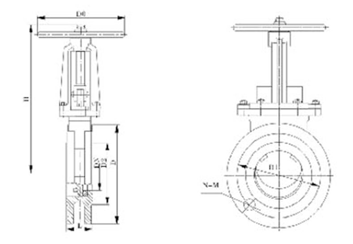 knife gate valve drawing