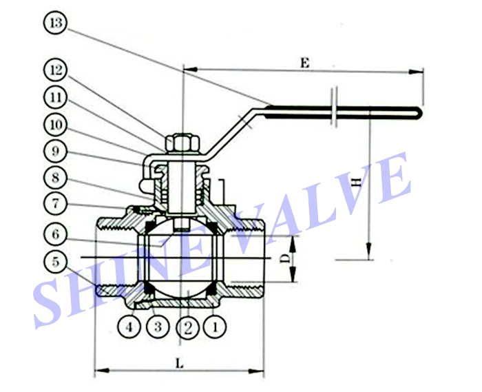 2pc ball valve drawing