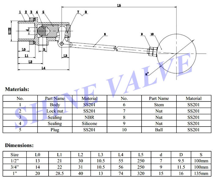 low pressure float valve drawing
