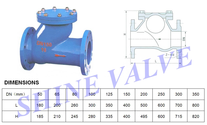slide ball type check valve dimension