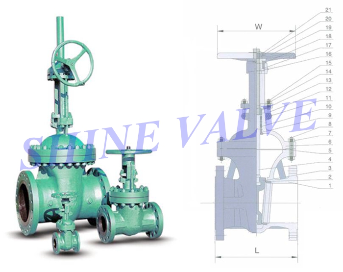 ANSI flanged gate valve drawing