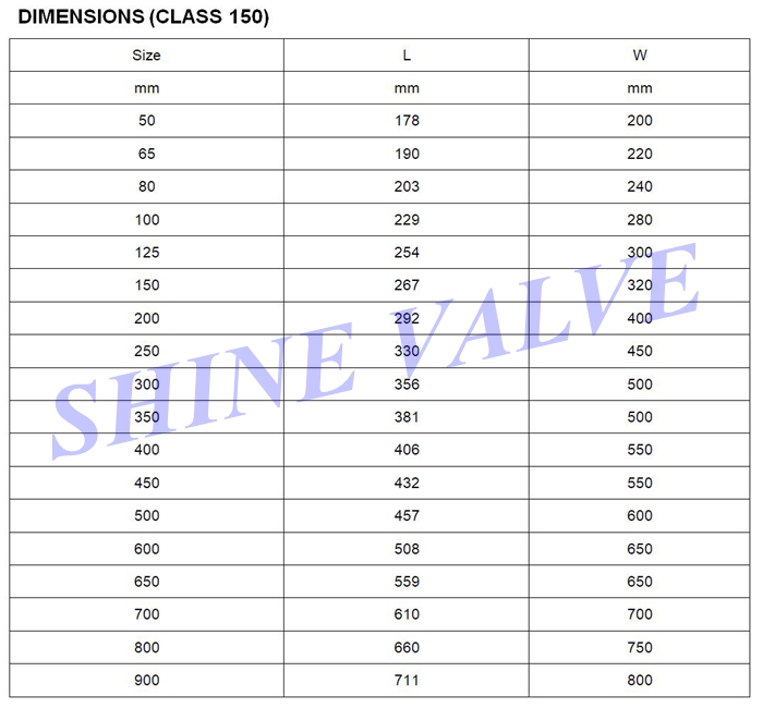 gate valve dimensions
